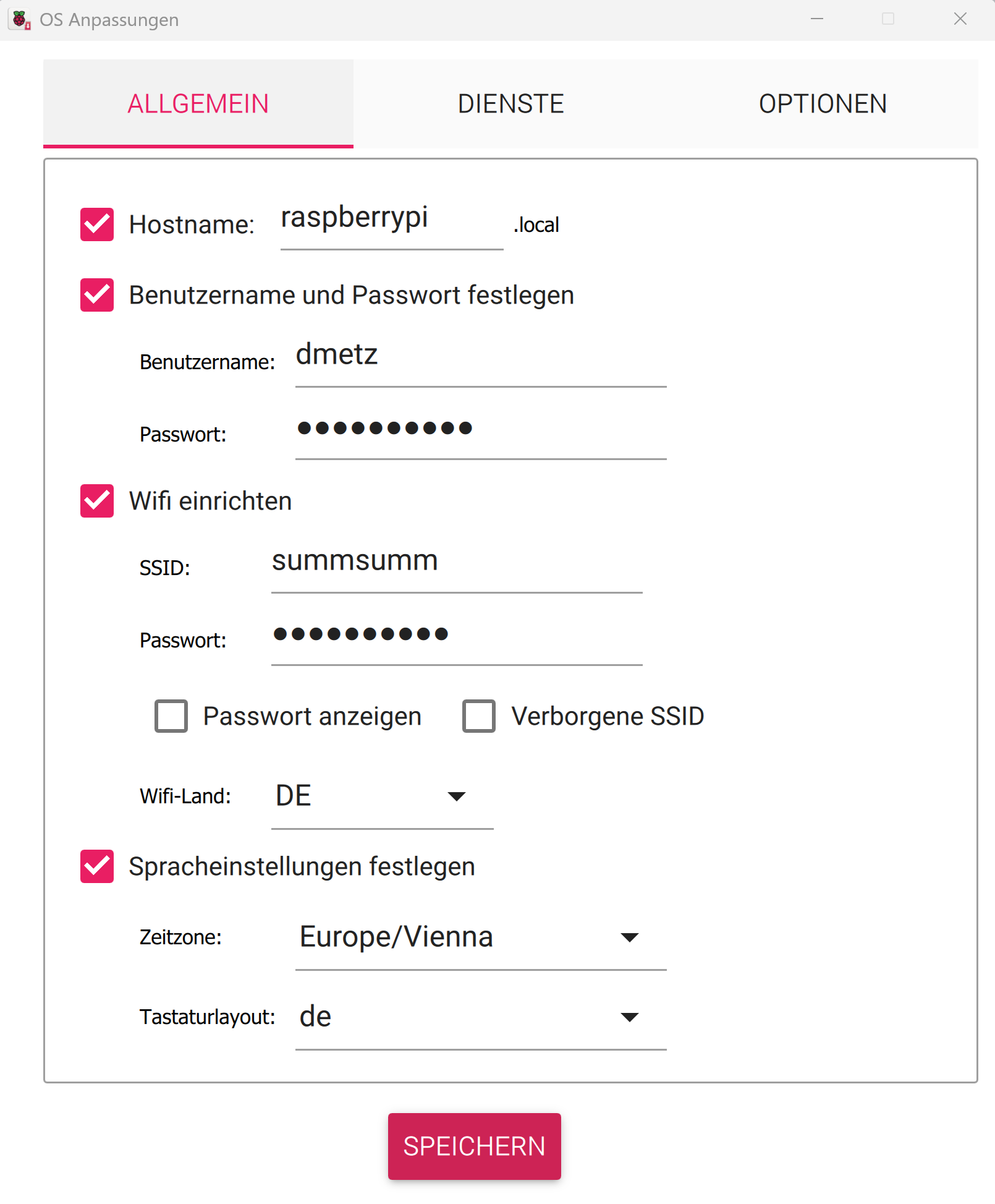 Raspberry Pi Benutzer, WLAN-Netz und Spracheinstellungen konfigurieren
